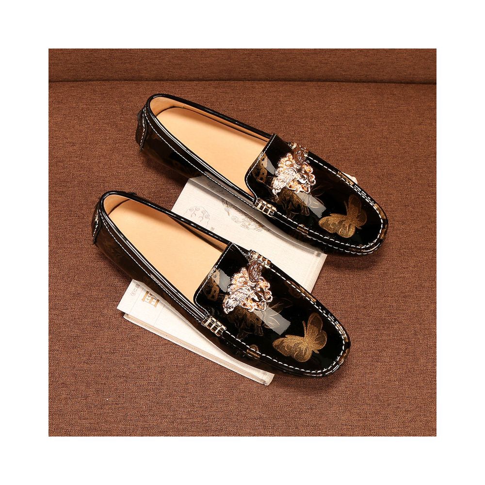 New British style breathable patent leather loafers for men genuine leather soft sole slip on shiny leather casual shoes trendy shoes image 4