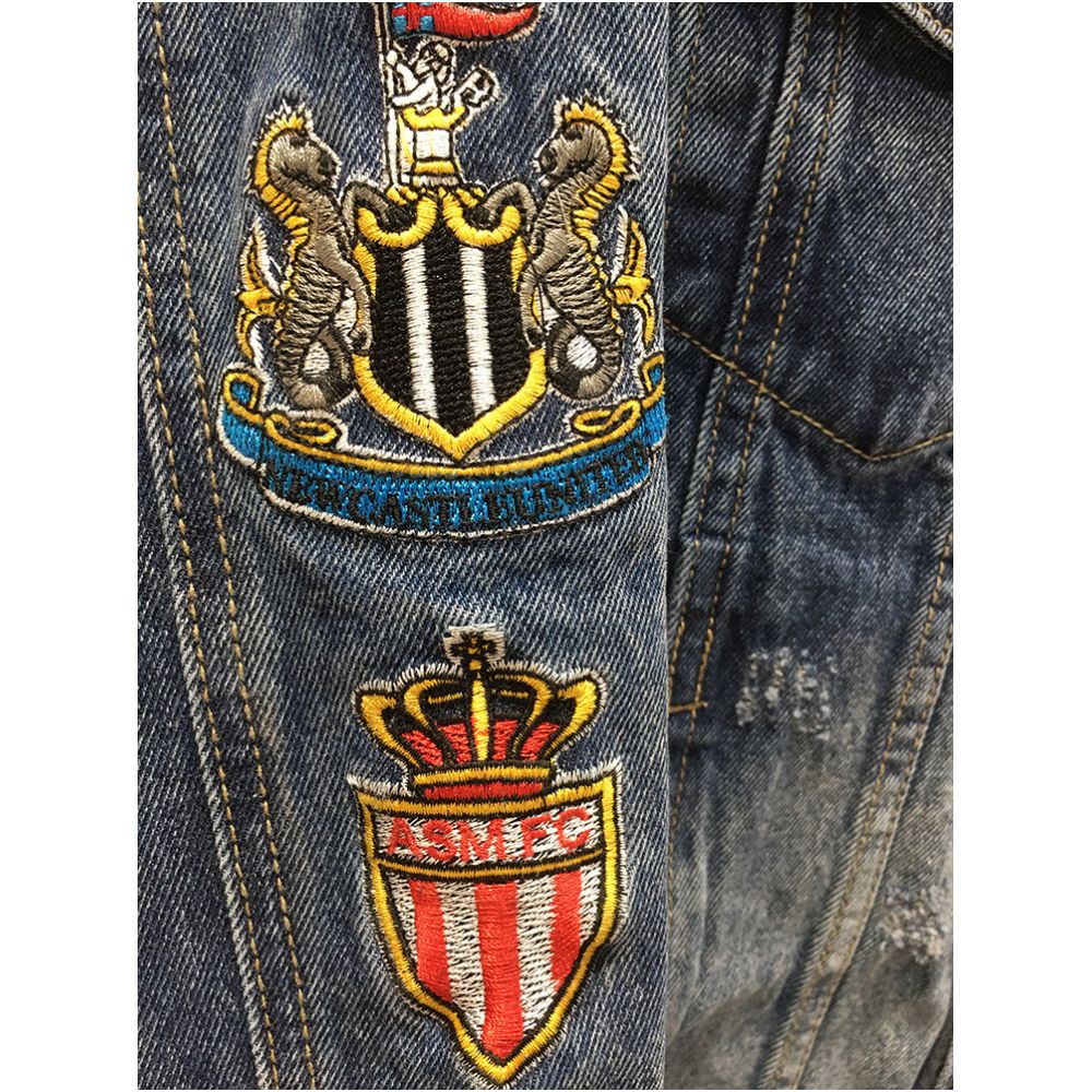 Autumn Embroidered Denim Jacket for Men Trendy Stylish Youthful Street Style Hong Kong Style Slim Fit Badge Ripped Denim Jacket image 4