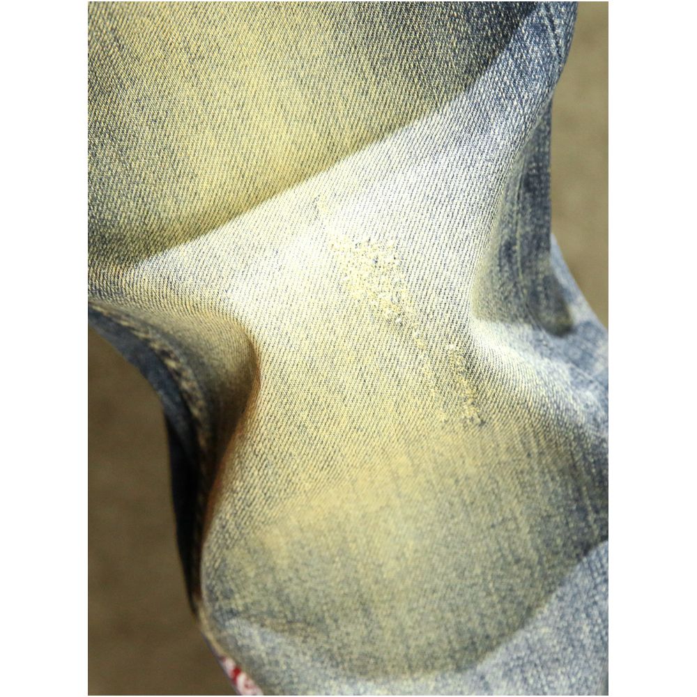 High quality American retro style men s slim fit straight leg stretch jeans trendy brand unique color blocked pants image 4