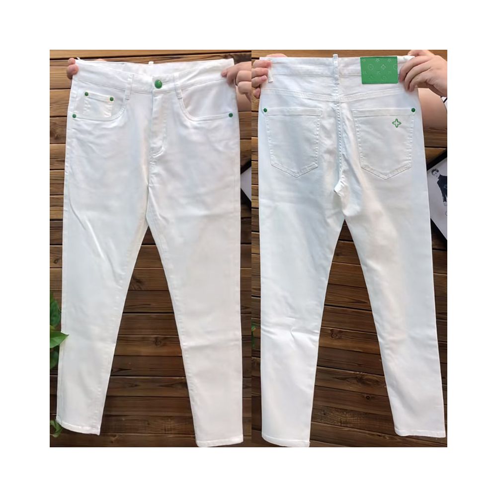 Men s white jeans spring style European trendy brand slim fit comfortable breathable versatile simple and casual image 4