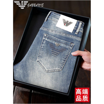 2026 New High End Light Luxury Men s Jeans Thin Stretch Slim Fit Straight Leg Trendy Brand Spring and Autumn Men s Pants image 0