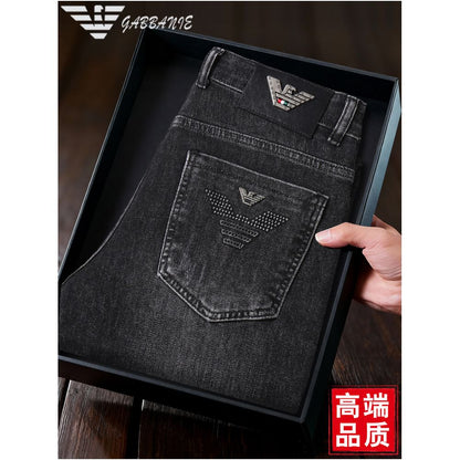 2026 New High End Light Luxury Men s Jeans Thin Stretch Slim Fit Straight Leg Trendy Brand Spring and Autumn Men s Pants image 1