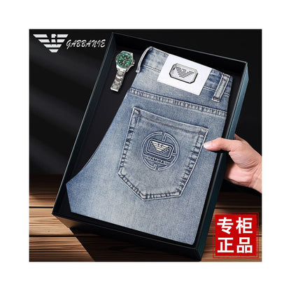Men's Premium Slim Fit Stretch Jeans – Straight Leg Casual Denim Pants
