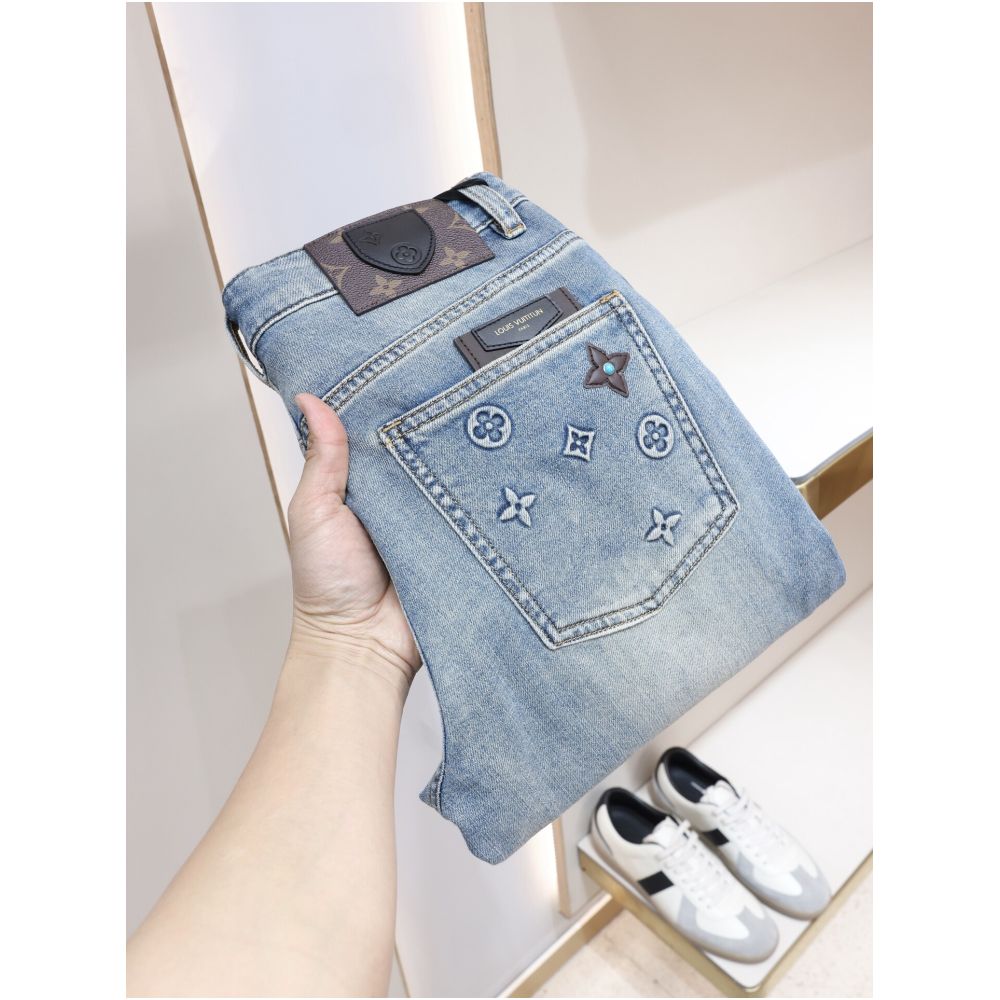 European and American trendy brand light blue stretch slim denim jeans for men spring and summer comfortable soft slim fit straight leg casual pants image 0