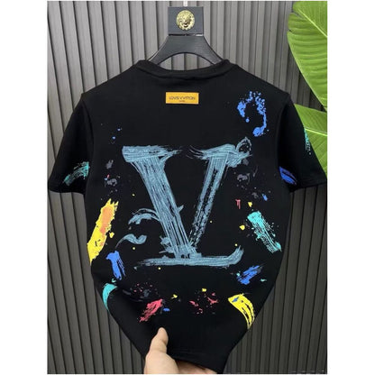 New summer design stylish and versatile letter print short sleeved T shirt for men pure cotton trendy brand short sleeved top image 0