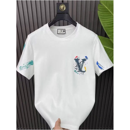 New summer design stylish and versatile letter print short sleeved T shirt for men pure cotton trendy brand short sleeved top image 3