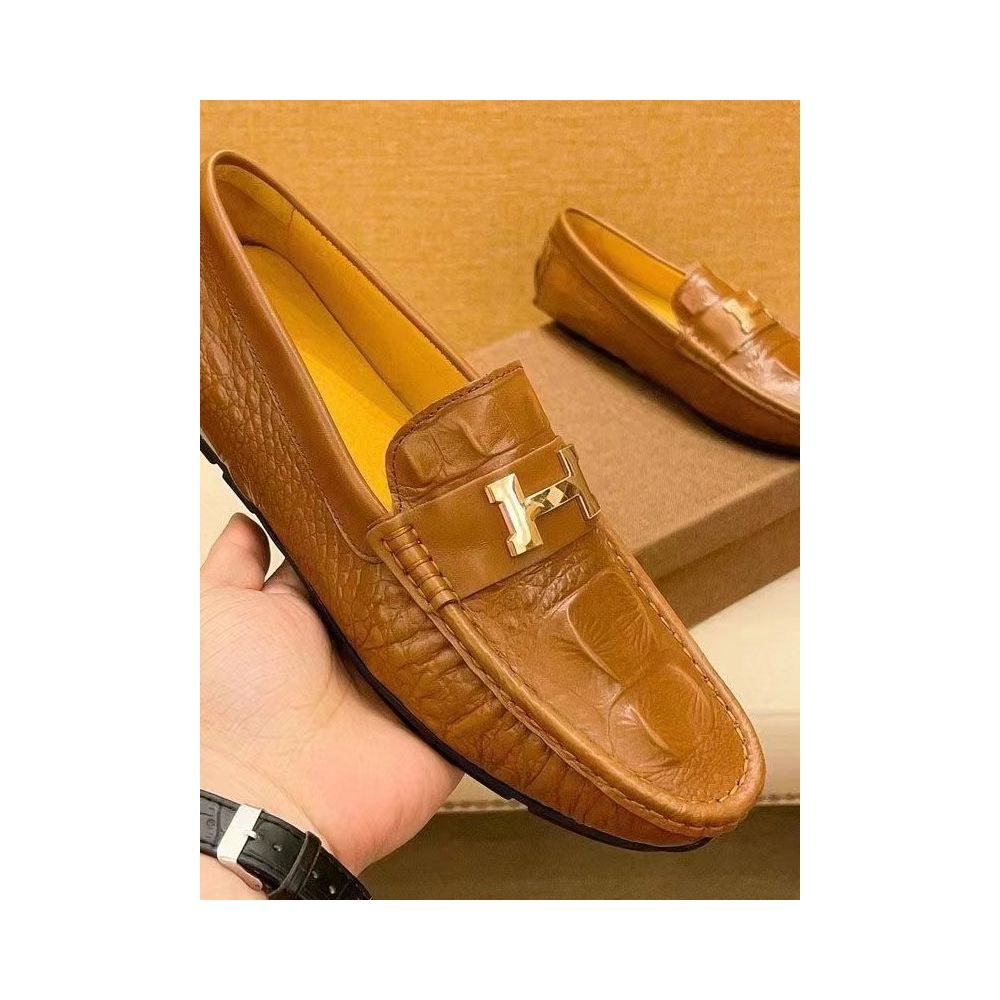 European Style Genuine Leather Loafers for Men Summer 2026 New Style Slip on High End Casual Leather Shoes image 1