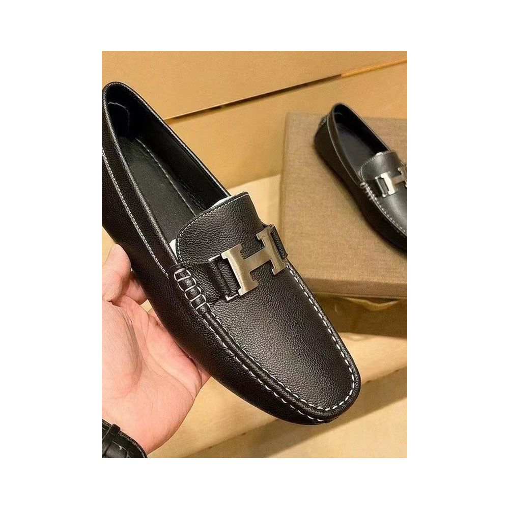 European Style Genuine Leather Loafers for Men Summer 2026 New Style Slip on High End Casual Leather Shoes image 3