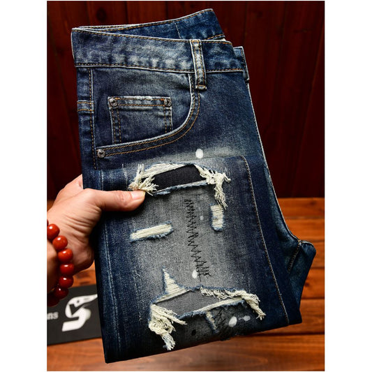 Men's Distressed Slim Fit Denim Jeans