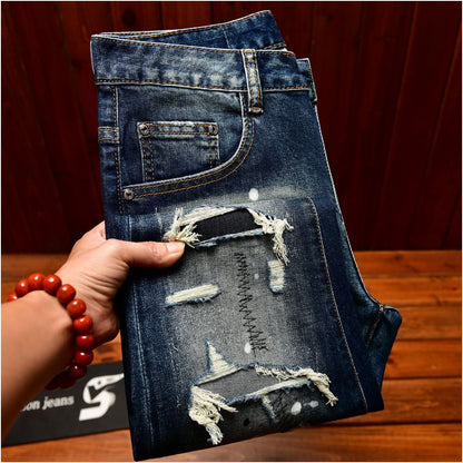 Men's Distressed Slim Fit Denim Jeans