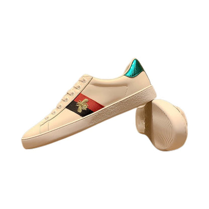 Misida embroidered genuine leather bee white sneakers unisex couple style top layer soft cowhide versatile casual sneakers image 1