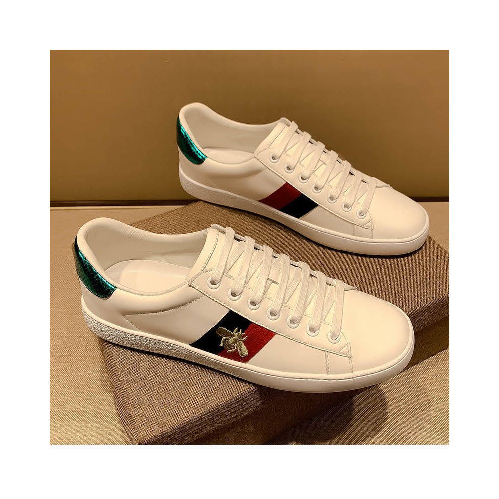 Misida embroidered genuine leather bee white sneakers unisex couple style top layer soft cowhide versatile casual sneakers image 3