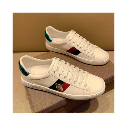 Misida embroidered genuine leather bee white sneakers unisex couple style top layer soft cowhide versatile casual sneakers image 3
