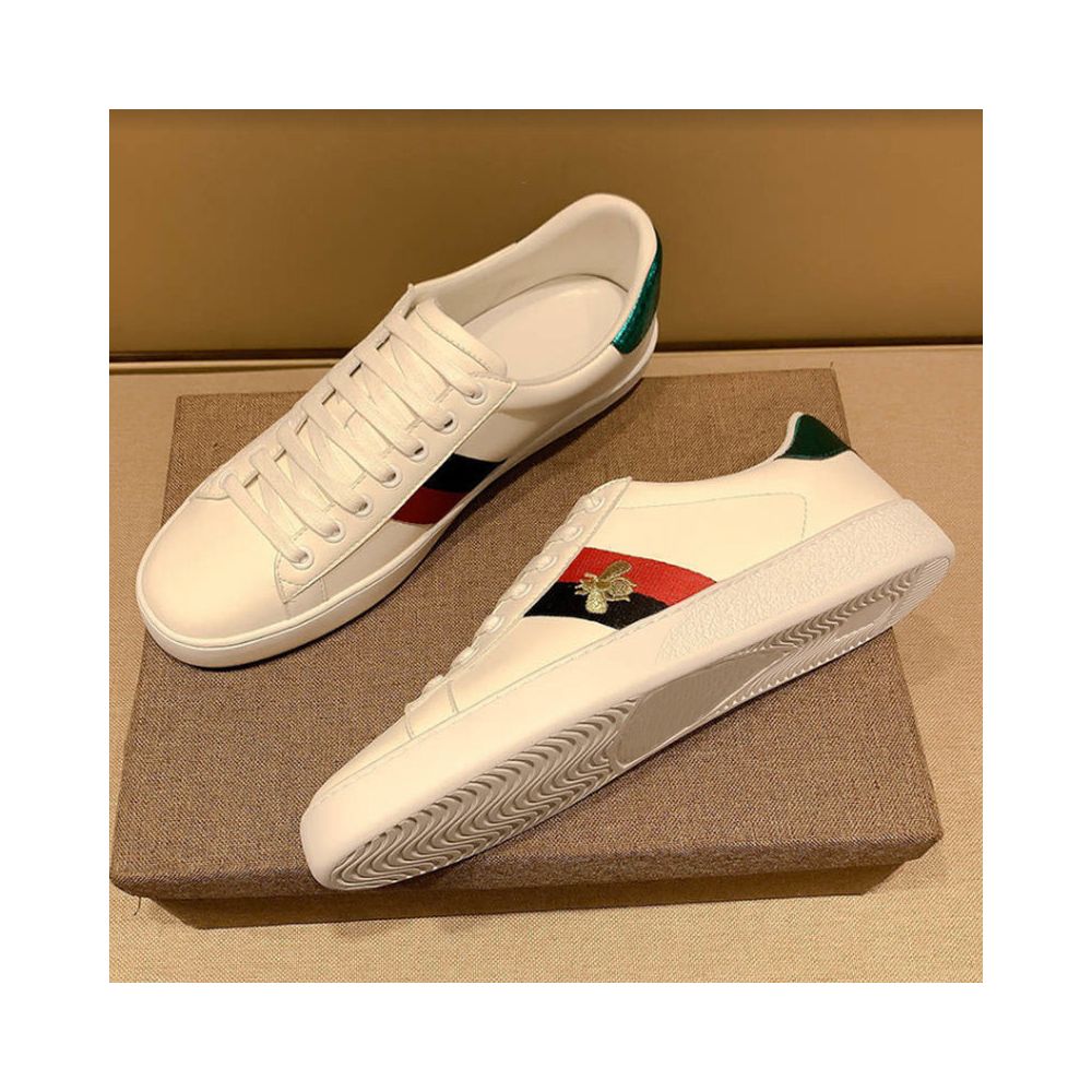 Misida embroidered genuine leather bee white sneakers unisex couple style top layer soft cowhide versatile casual sneakers image 4