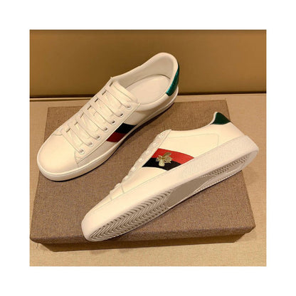 Misida embroidered genuine leather bee white sneakers unisex couple style top layer soft cowhide versatile casual sneakers image 4