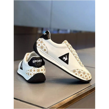 ZongCaoleader trendy genuine leather Agan shoes comfortable soft soled rooster print casual white sneakers image 0