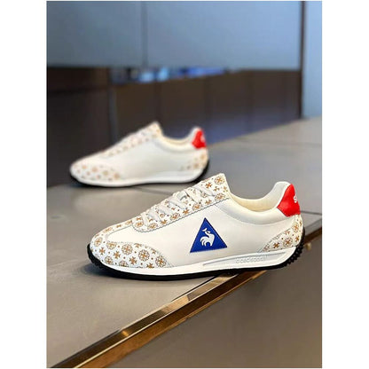 ZongCaoleader trendy genuine leather Agan shoes comfortable soft soled rooster print casual white sneakers image 2