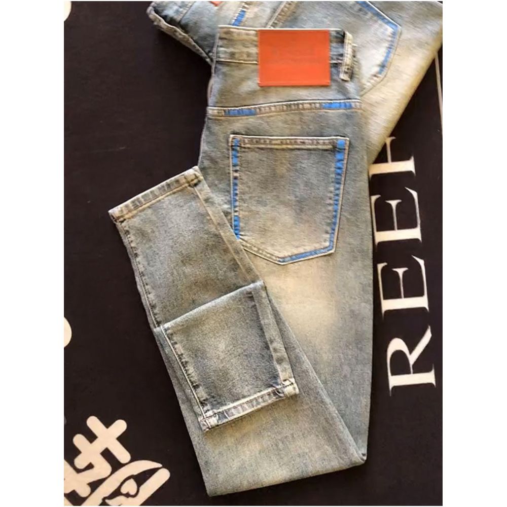 Men's Slim Fit Straight Leg Jeans – Casual Stretch Denim Pants