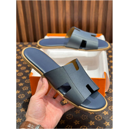 Genuine Leather H Style Slippers for Men Suitable for Outdoor Wear Flat Slippers 2026 Summer European Style Men s Beach Casual Sandals image 0