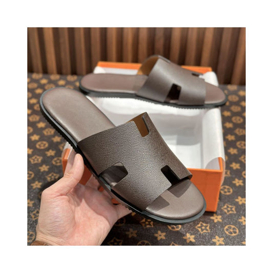 Men's Genuine Leather Slide Sandals – Comfortable Casual Summer Slippers