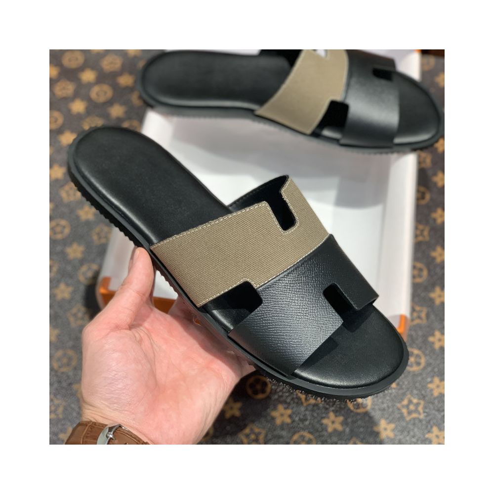 Men's Genuine Leather Slide Sandals – Comfortable Casual Summer Slippers