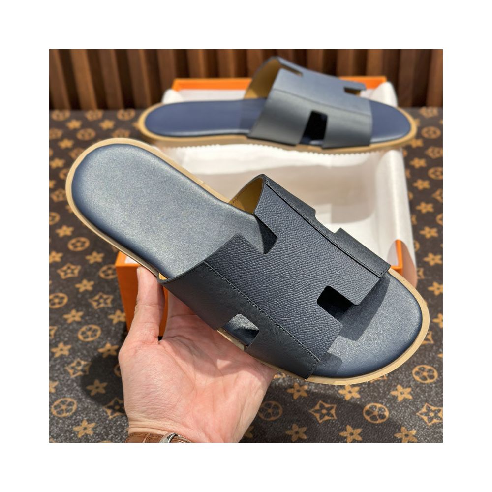 Men's Genuine Leather Slide Sandals – Comfortable Casual Summer Slippers