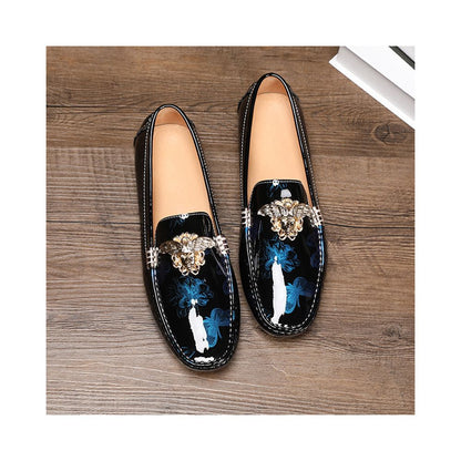 New British style breathable patent leather loafers for men genuine leather soft sole slip on shiny leather casual shoes trendy shoes image 3
