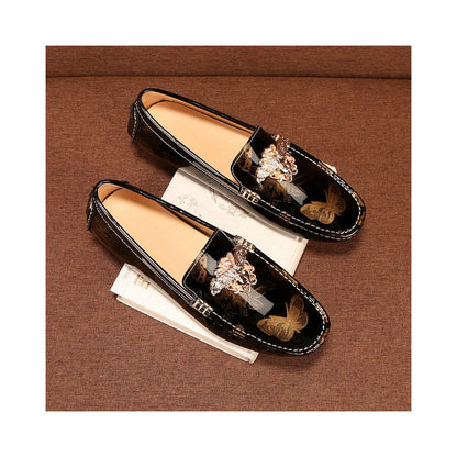 New British style breathable patent leather loafers for men genuine leather soft sole slip on shiny leather casual shoes trendy shoes image 4