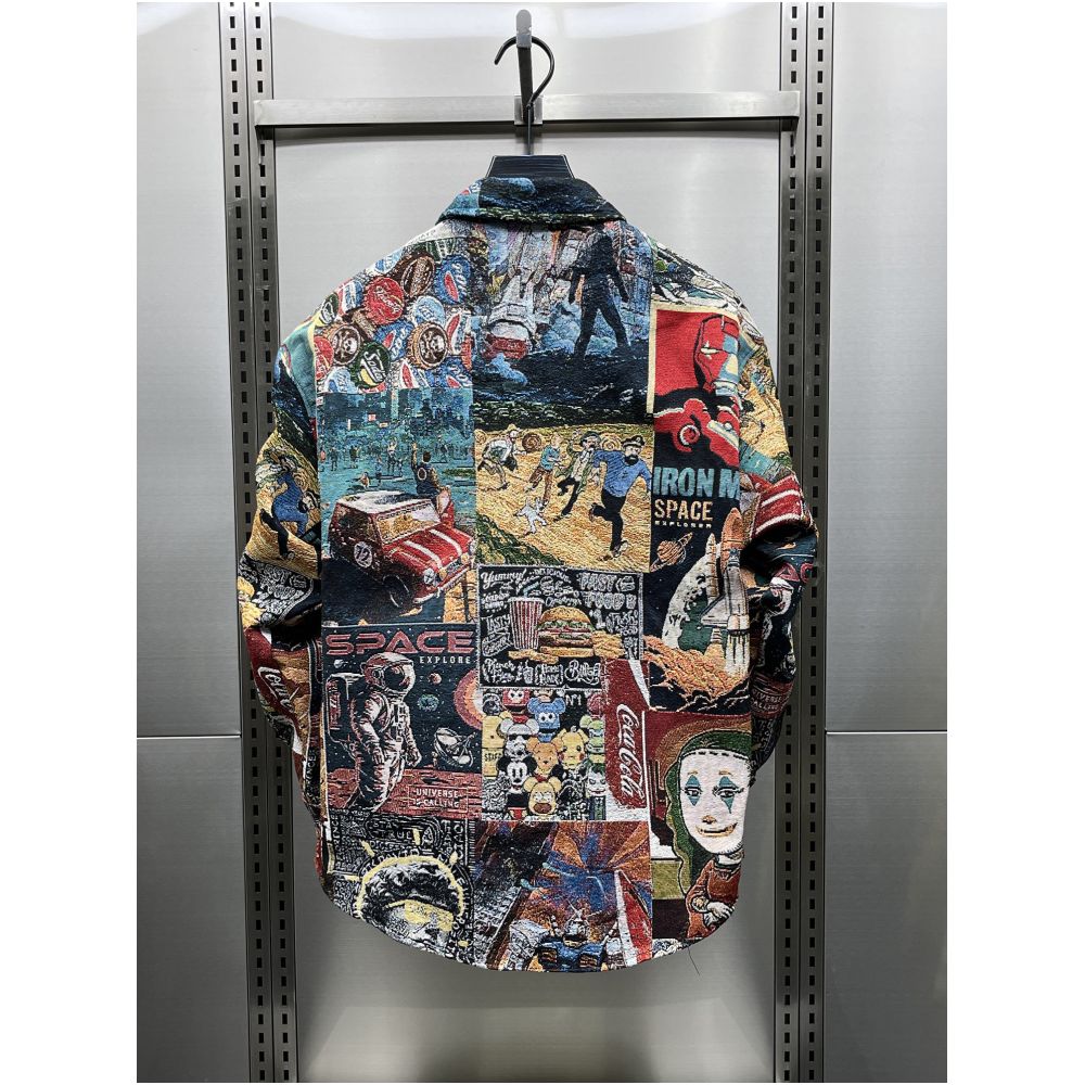 American retro jacquard painted collar shirt jacket new autumn style men s trendy youth cool casual jacket image 4
