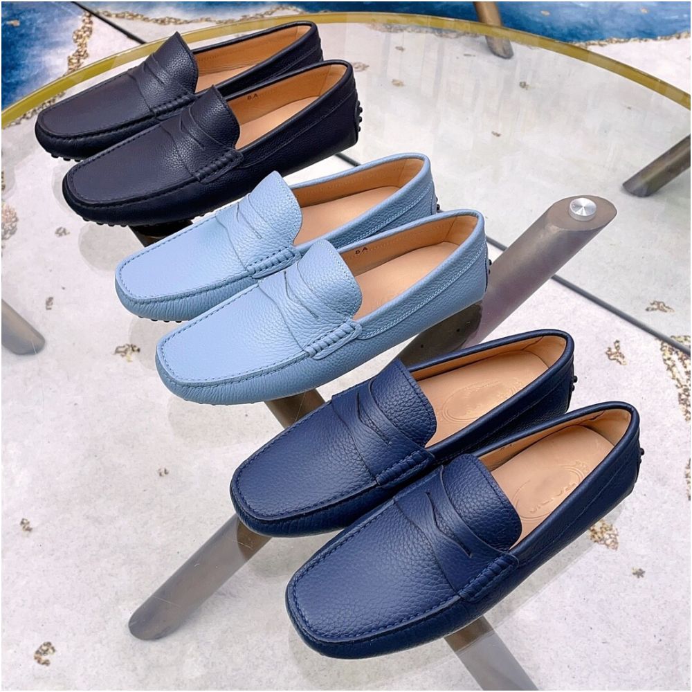 Italian high end light luxury new imported genuine leather men s loafers with lychee pattern perfect for driving and comfortable slip on style image 1