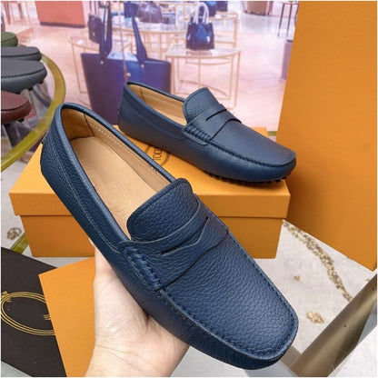 Italian high end light luxury new imported genuine leather men s loafers with lychee pattern perfect for driving and comfortable slip on style image 3