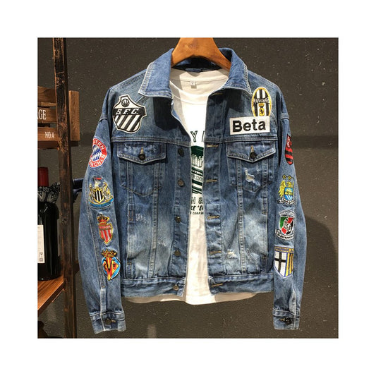 Men's Embroidered Denim Jacket – Vintage Streetwear Trucker Jacket
