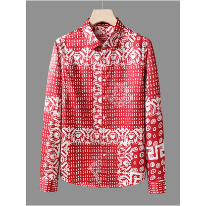European Style Spring Autumn Printed Shirt Men s Long Sleeve New Style Youthful and Stylish Slim Fit Shirt Personalized Casual Top image 0