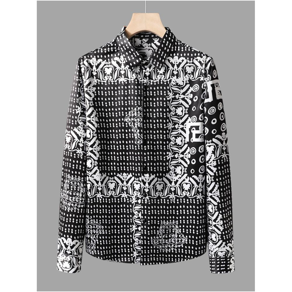 European Style Spring Autumn Printed Shirt Men s Long Sleeve New Style Youthful and Stylish Slim Fit Shirt Personalized Casual Top image 1
