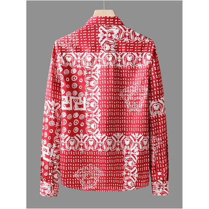 European Style Spring Autumn Printed Shirt Men s Long Sleeve New Style Youthful and Stylish Slim Fit Shirt Personalized Casual Top image 2