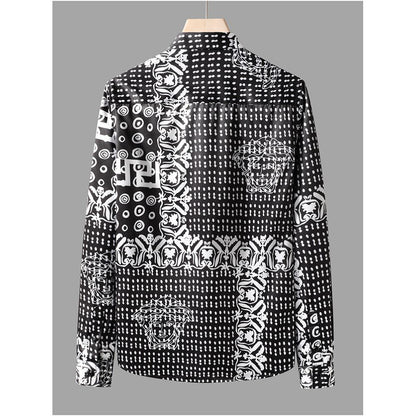 European Style Spring Autumn Printed Shirt Men s Long Sleeve New Style Youthful and Stylish Slim Fit Shirt Personalized Casual Top image 3
