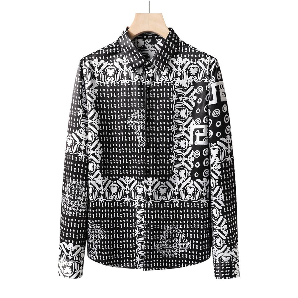 European Style Spring Autumn Printed Shirt Men s Long Sleeve New Style Youthful and Stylish Slim Fit Shirt Personalized Casual Top image 4