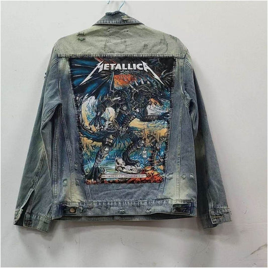 Men's Graphic Denim Jacket – Vintage Streetwear Trucker Jacket