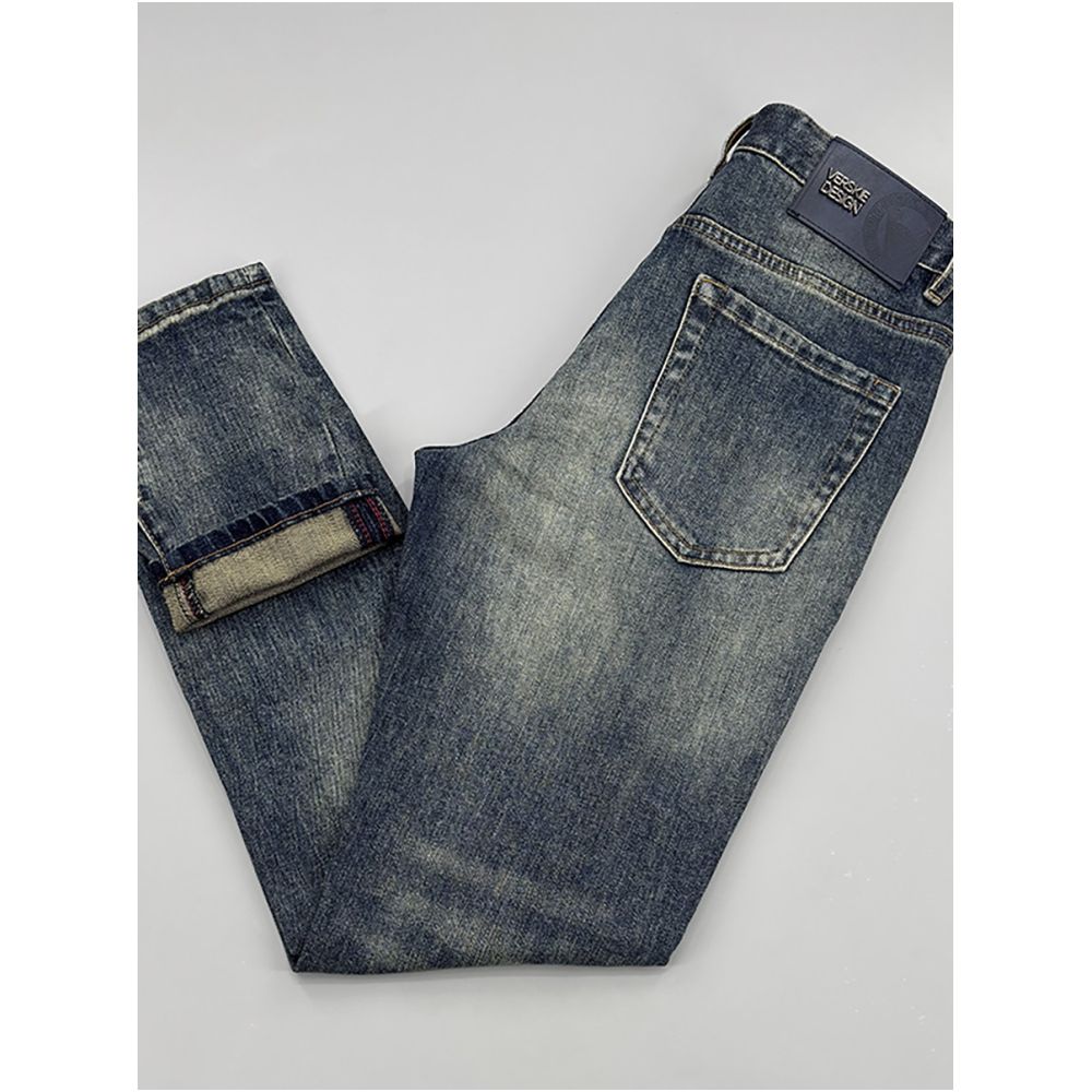 High end embroidered blue jeans for men 2026 style slim fit elastic ripped patched distressed pants image 3