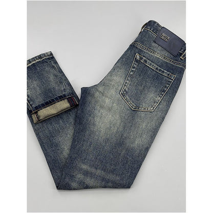 High end embroidered blue jeans for men 2026 style slim fit elastic ripped patched distressed pants image 3