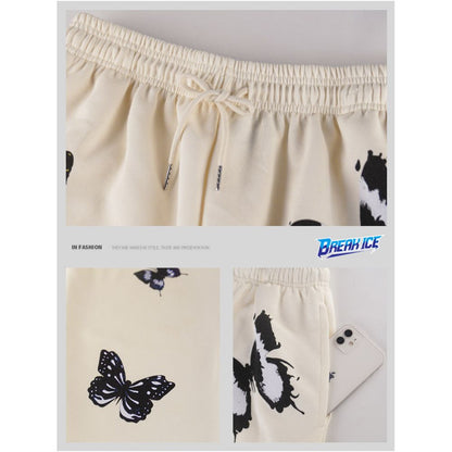 Jayson Tatum s American street style butterfly print athletic trousers men s fitness basketball training loose straight leg sweatpants image 3