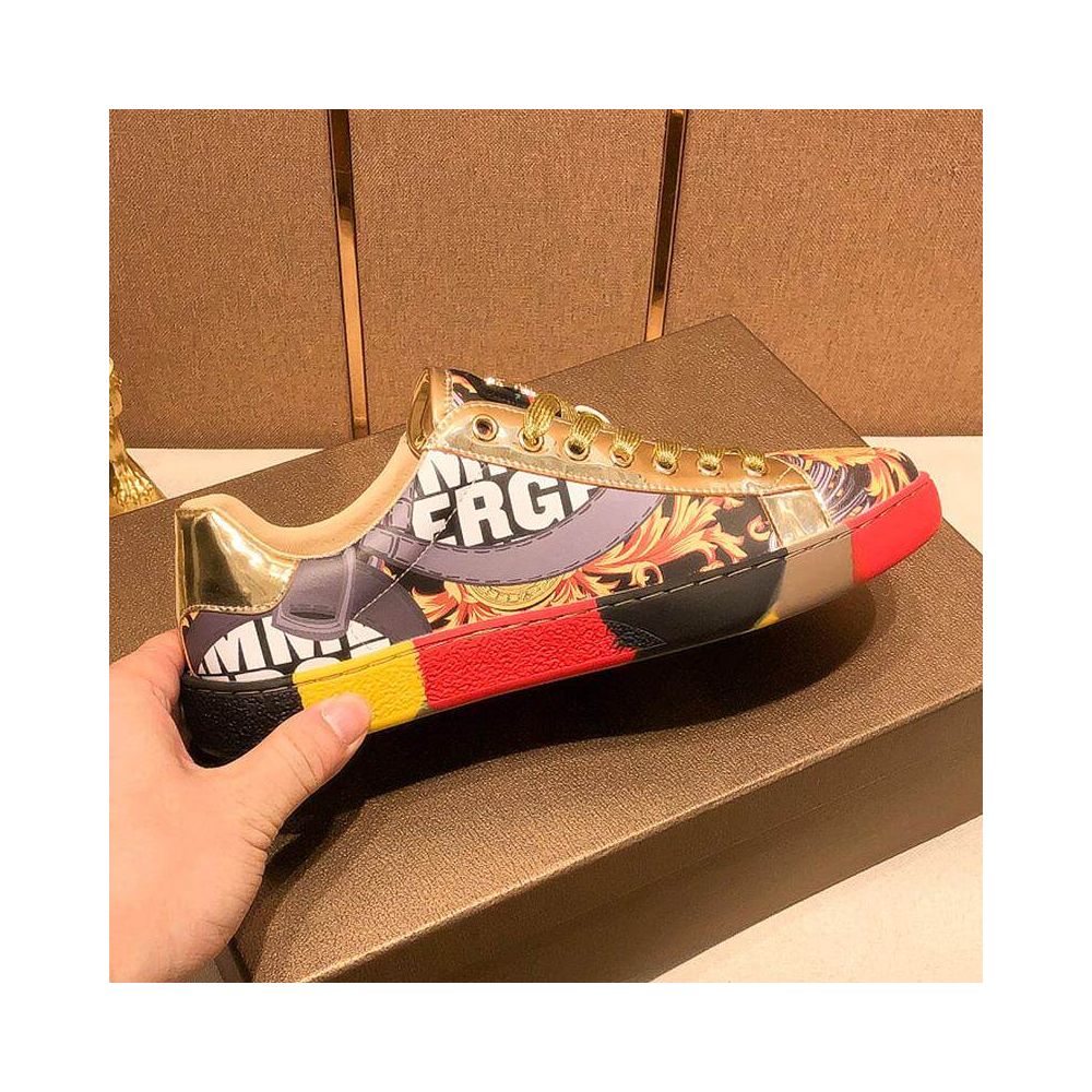 European style genuine leather sneakers for men versatile luxury casual printed high end fashionable 2025 new trendy men s shoes image 3