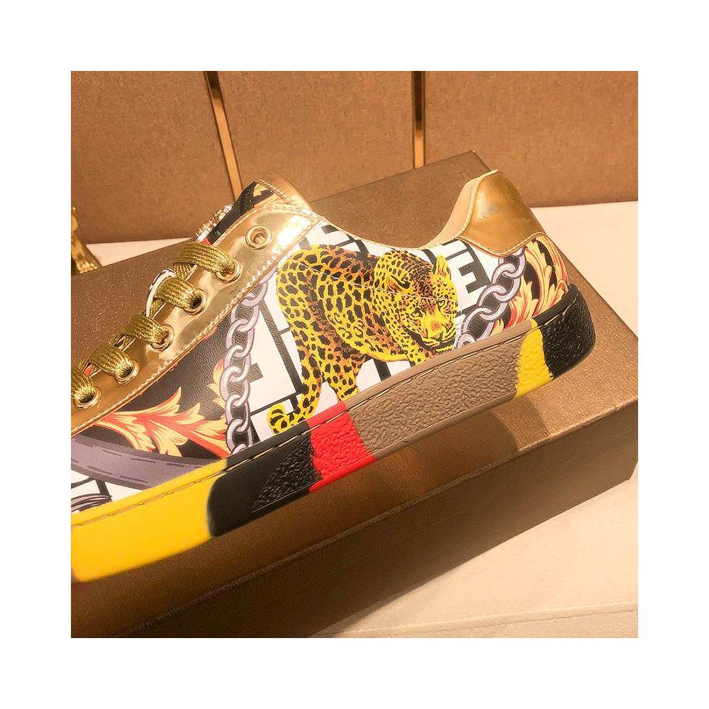 European style genuine leather sneakers for men versatile luxury casual printed high end fashionable 2025 new trendy men s shoes image 4