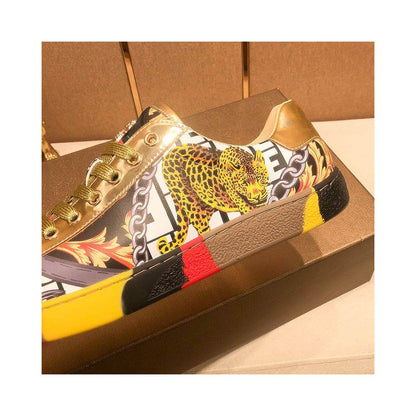 European style genuine leather sneakers for men versatile luxury casual printed high end fashionable 2025 new trendy men s shoes image 4