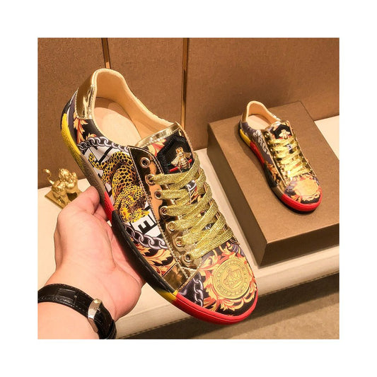 Men's Genuine Leather Luxury Sneakers – Premium Casual Lace-Up Shoes
