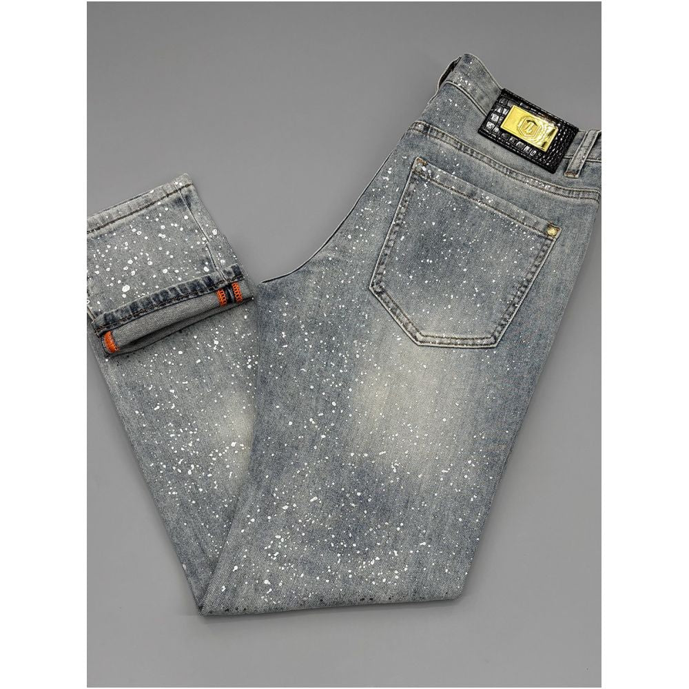 European style light luxury cropped jeans for men slim fit new summer style fashionable silver sequined long pants versatile image 3