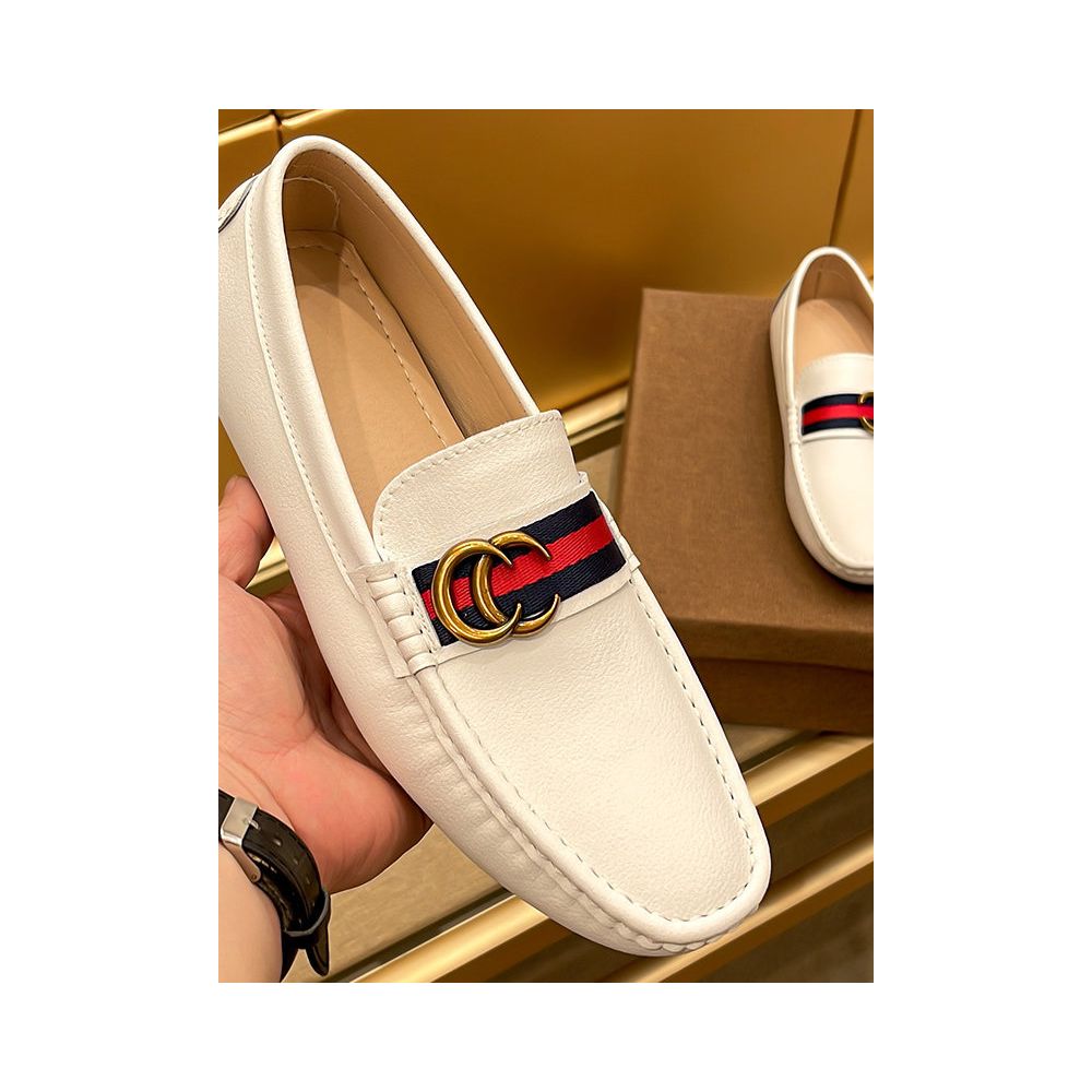 European style summer genuine leather loafers for men square toe with metal buckle high end slip on casual leather shoes image 0