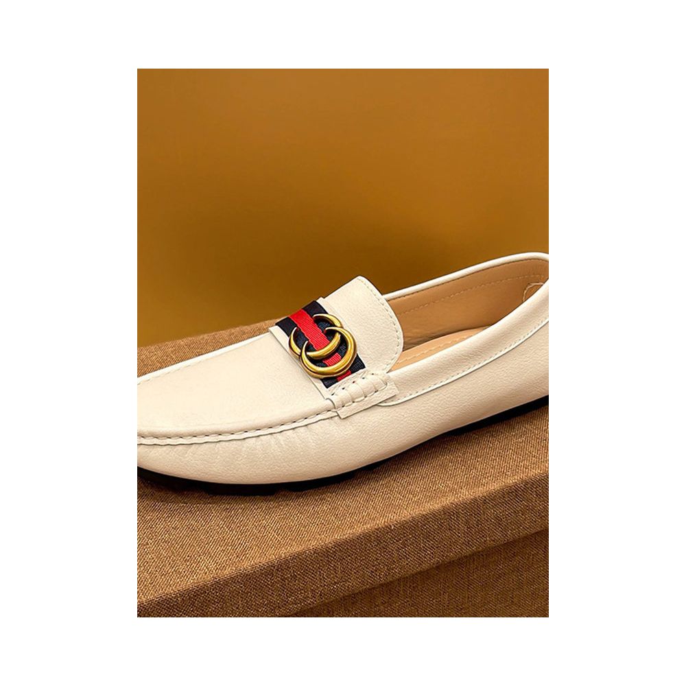 European style summer genuine leather loafers for men square toe with metal buckle high end slip on casual leather shoes image 1