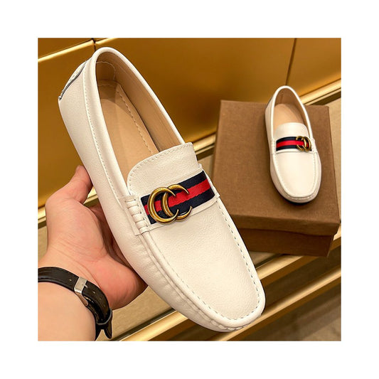 Men's Genuine Leather Square Toe Loafers – Premium Business Slip-On Shoes
