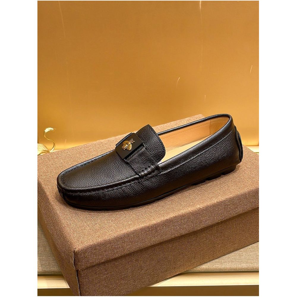 2026 Summer High End Trendy Brand Bee Print Loafers for Men Premium British Business Genuine Leather Casual Shoes image 2